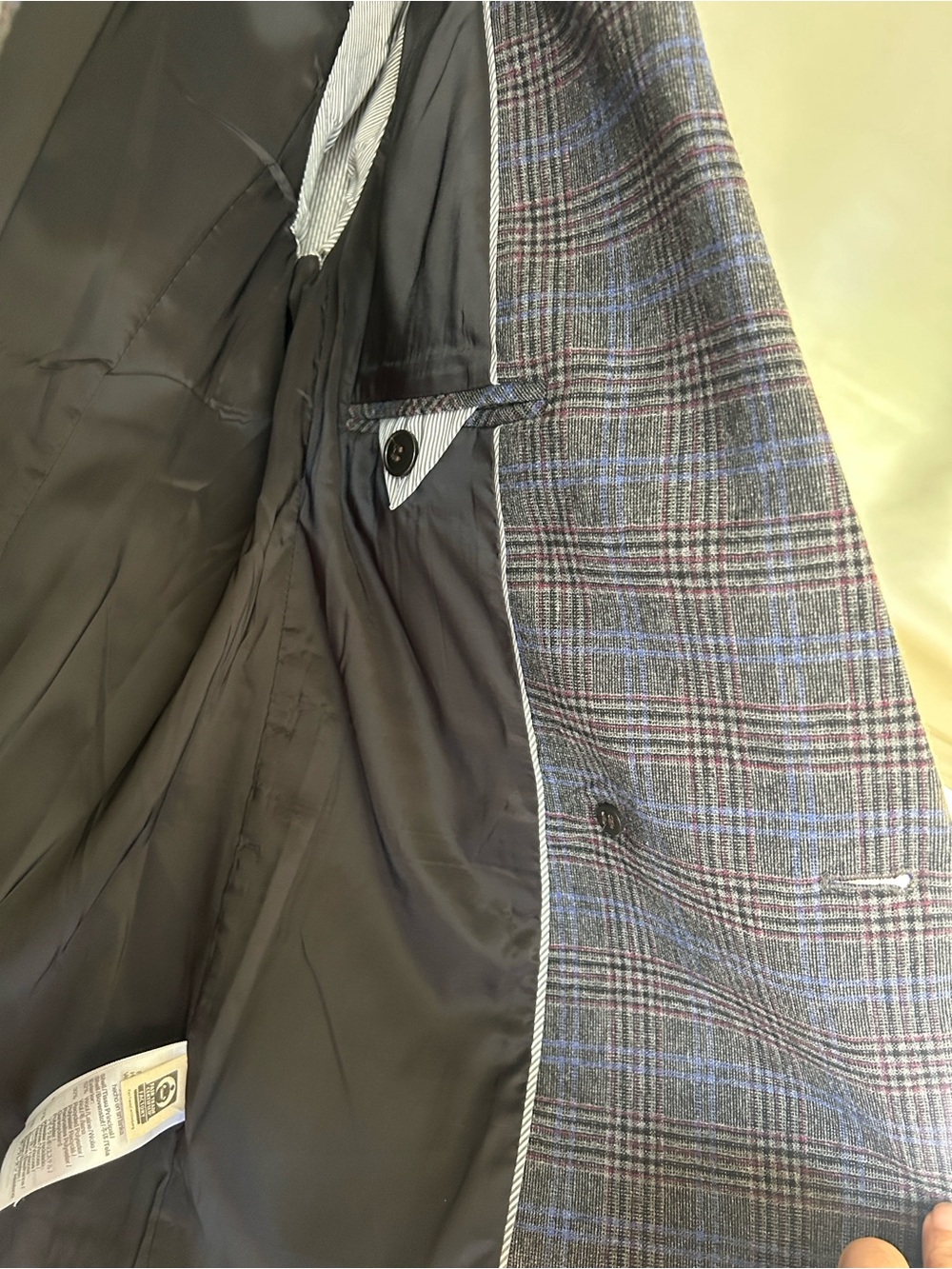 Madewell Gray-Blue Checked Double-Breasted Blazer - Picture 9 of 16